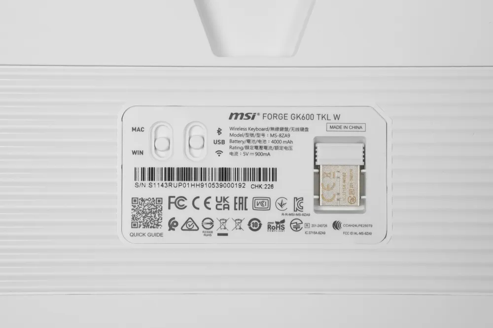 Клавиатура MSI FORGE GK600 TKL W SKY RU (S11-43RUP01-HH9)