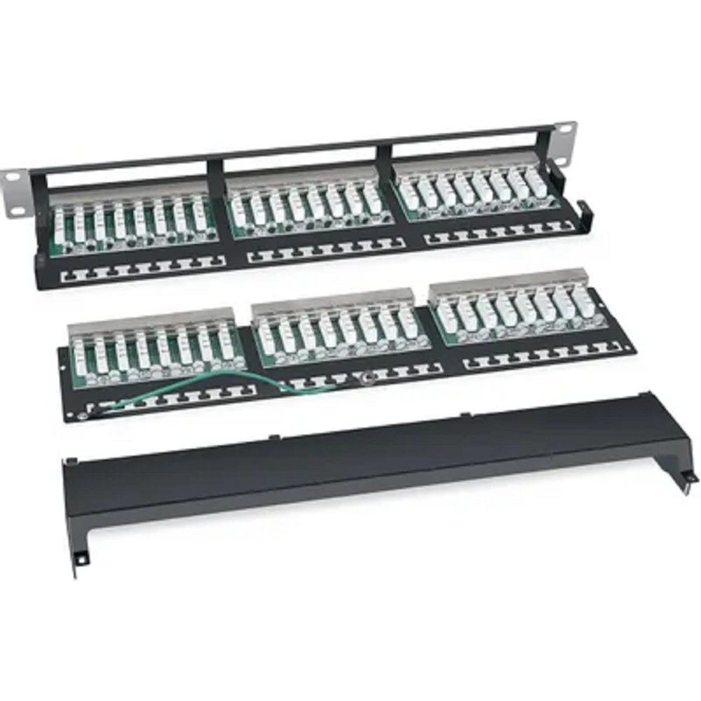 Cabeus PLHD-48-Cat.5e-SH-Dual IDC-1U Патч-панель высокой плотности 19" Высота (1U), 48 портов RJ-45, категория 5e, полностью экранированная, Dual IDC