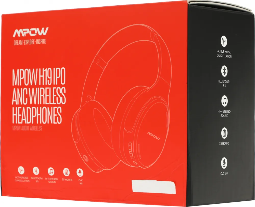 Гарнитура накладные MPOW H19 IPO черный беспроводные bluetooth накладные (MPBH388AB)