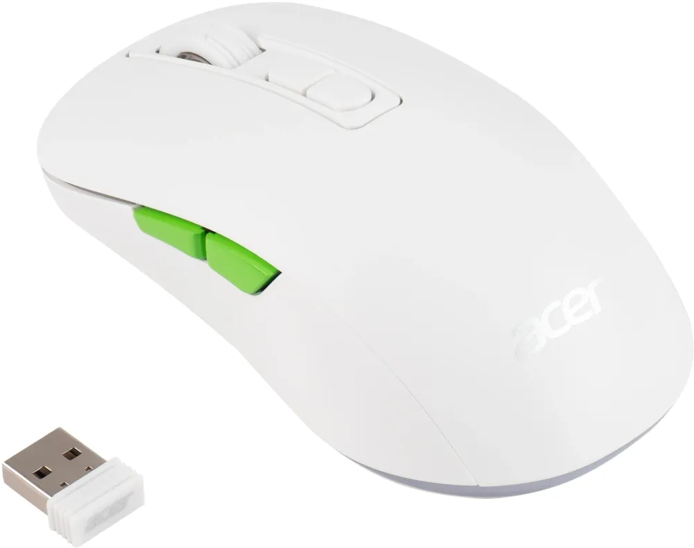 Мышь Acer OMR311 белый оптическая 2400dpi беспров. BT/Radio USB 7but (ZL.MCECC.034)