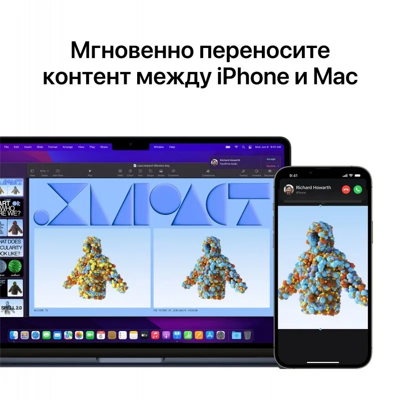 Ноутбук Apple MacBook Air A2681 M2 8 core 16Gb SSD256Gb/8 core GPU 13.6" Retina (2560x1664) macOS silver WiFi BT Cam (MC7V4ZA/A)