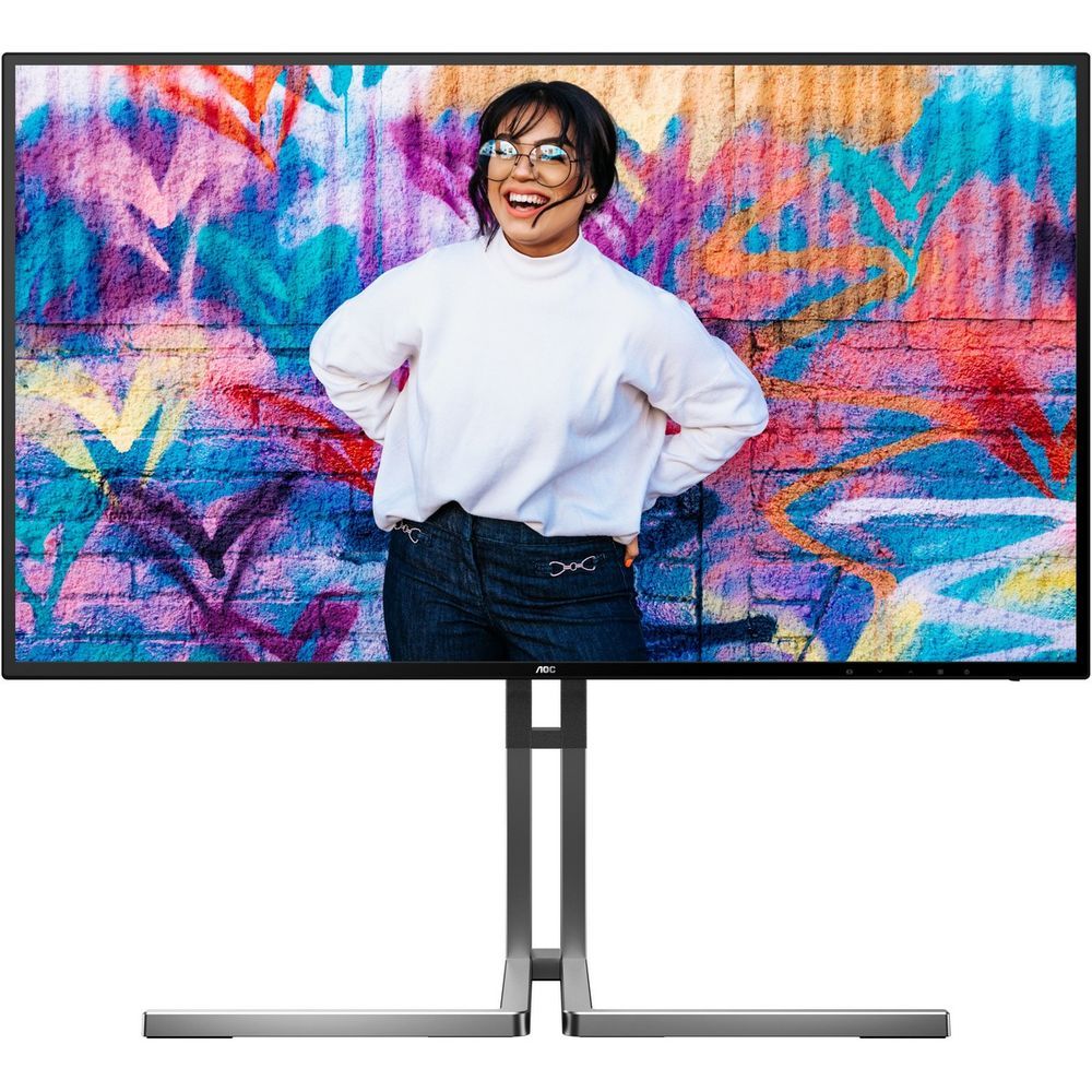 Монитор 27" AOC U27U3CV  Nano IPS, 3840x2160, 60Hz, 4ms, 400сd/m, 1300:1, HDR10 | 2xHDMI(2.0), DP(1.4), Type-C(PD-96W), 4xUSB 3.2, RJ45 | HAS, Pivot, Swivel, InPSU, Speakers, Vesa 100, Black