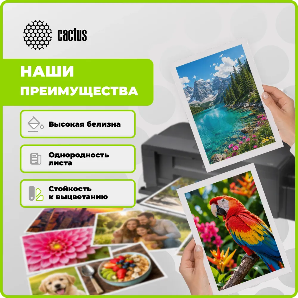 Фотобумага Cactus CS-GA6200500 A6/200г/м2/500л./белый глянцевое для струйной печати