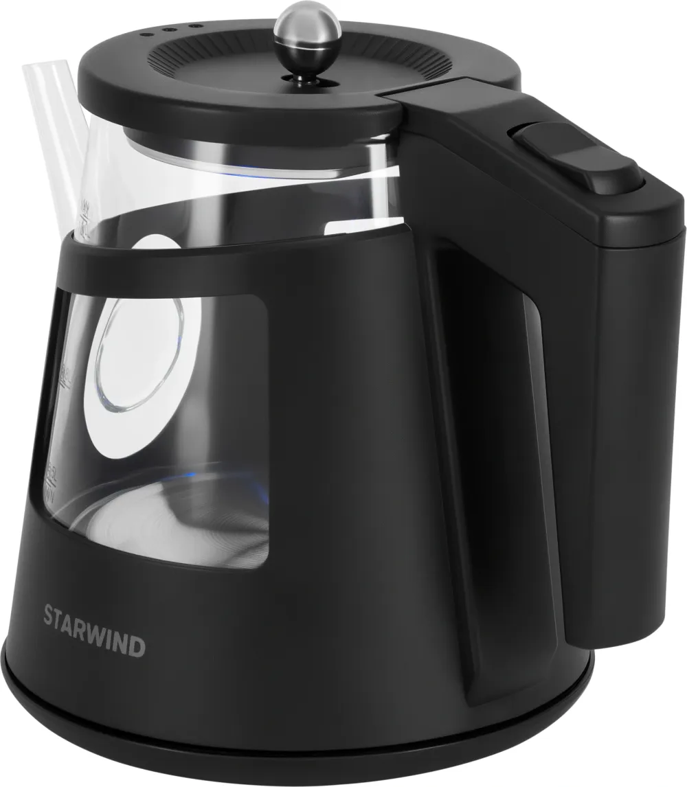 Чайник электрический Starwind SKG2113 1л. 1000Вт черный/прозрачный корпус: стекло