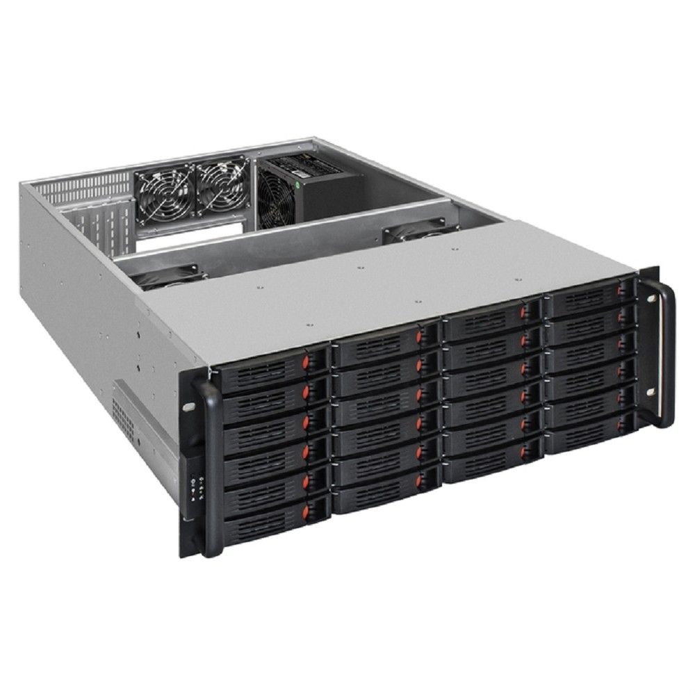 Exegate EX300120RUS Серверный корпус ExeGate Pro 4U660-HS24 <RM 19", высота 4U, глубина 660, БП 500PAS, 24xHotSwap, USB>