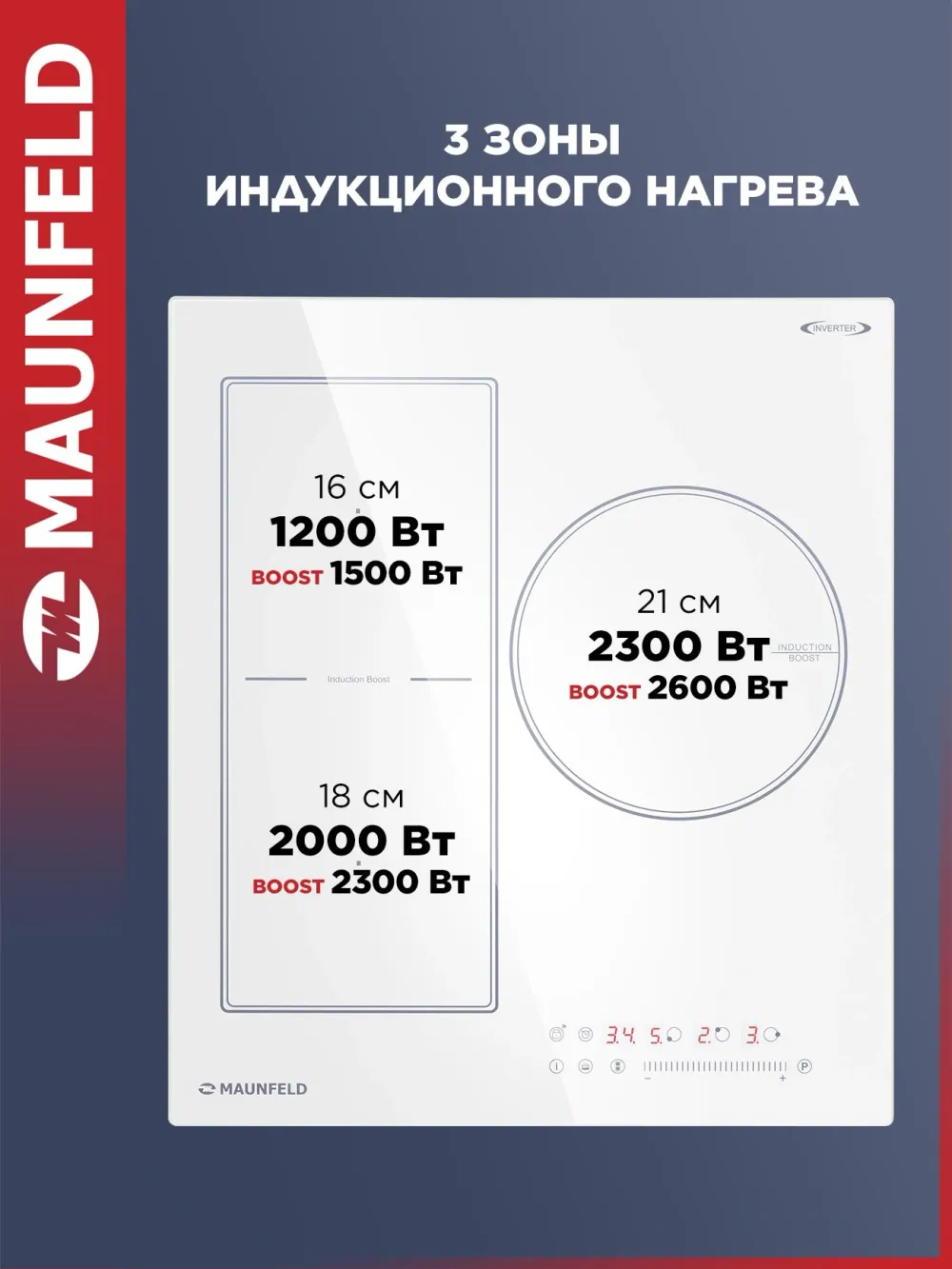 Индукционная варочная поверхность Maunfeld CVI453SBWH Inverter белый
