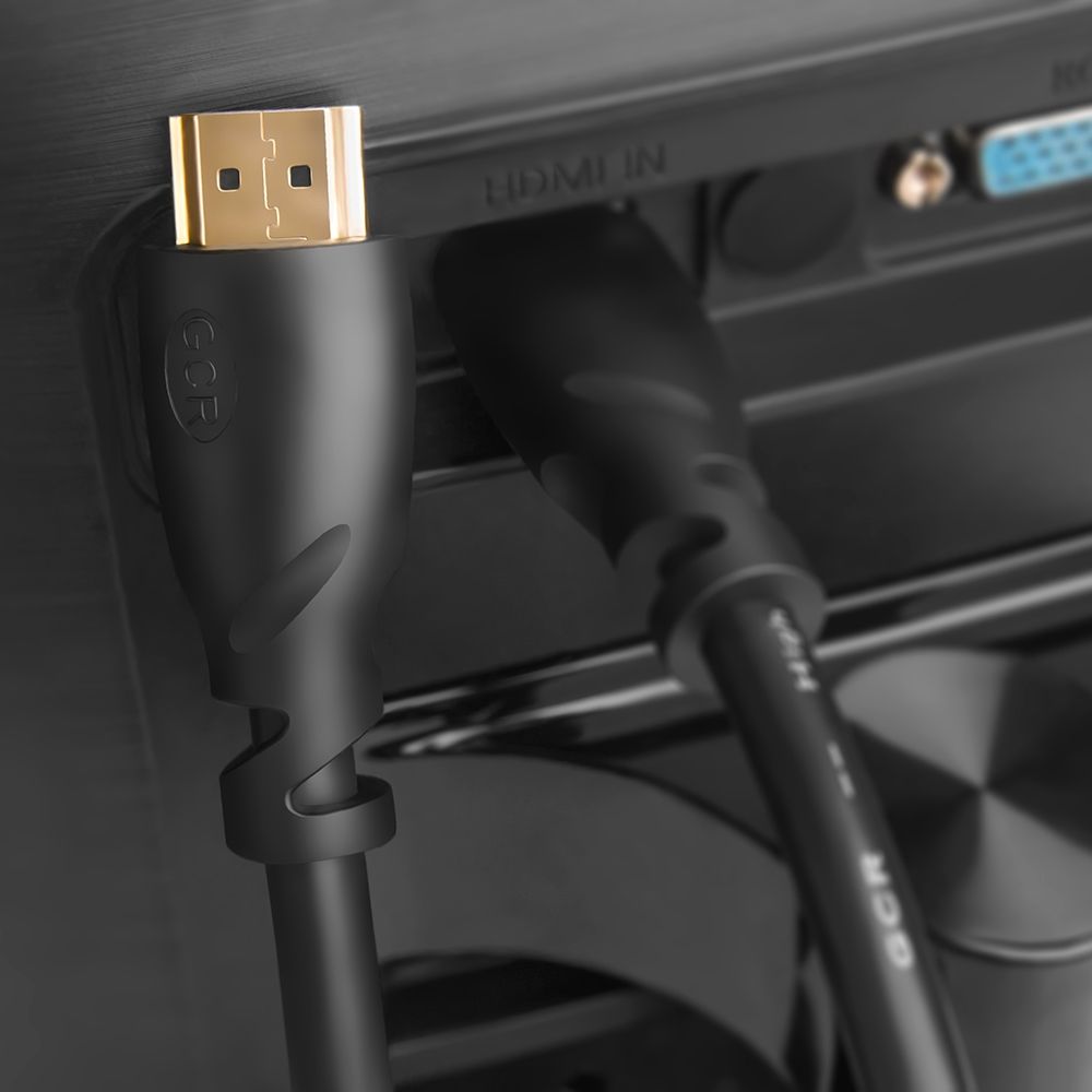 GCR Кабель 7.5m HDMI Ultra HD 4K, Full HD, 3D, черный, 24K GOLD, 30/30 AWG, 2 Х экран