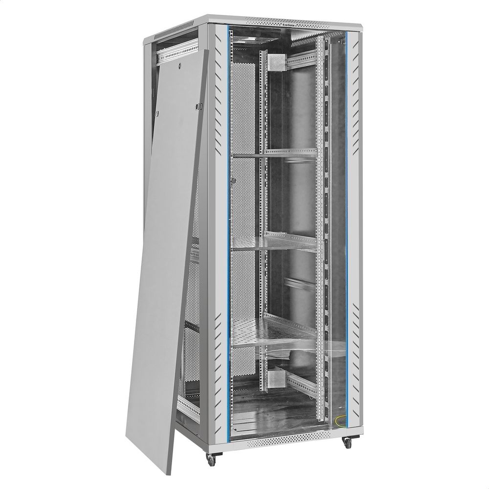 Exegate EX300284RUS Шкаф телекоммуникационный 19" напольный 42U ExeGate EC-FS-42U.800.1000.G.V.GREY (19”, 42U, 800x1000x2054mm (ШхГхВ), передняя дверь закаленное стекло, задняя двойная перфорированная