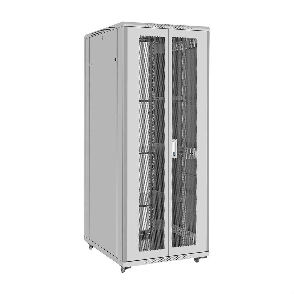 Exegate EX300284RUS Шкаф телекоммуникационный 19" напольный 42U ExeGate EC-FS-42U.800.1000.G.V.GREY (19”, 42U, 800x1000x2054mm (ШхГхВ), передняя дверь закаленное стекло, задняя двойная перфорированная