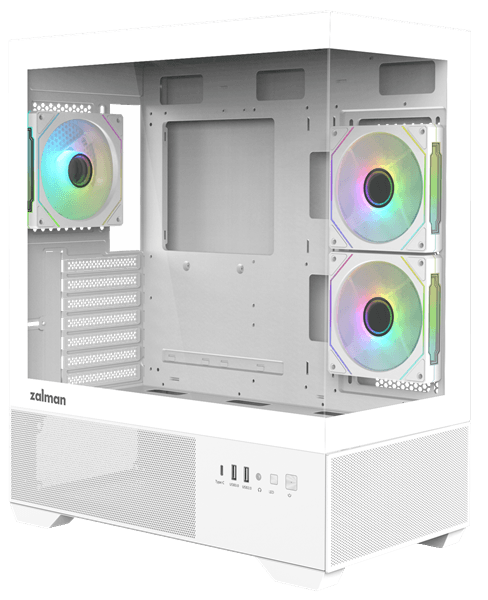 корпус ZALMAN CHRONIX V2, ATX, WHITE, WINDOW, 1xCombo (3.5’’ or 2.5’’), 1x3.5’’HDD, 2x2.5’’SSD, 1xUSB2.0, 1xUSB3.0, 1xUSB Type-C, SIDE 2x120mm ARGB, REAR 1x120mm ARGB