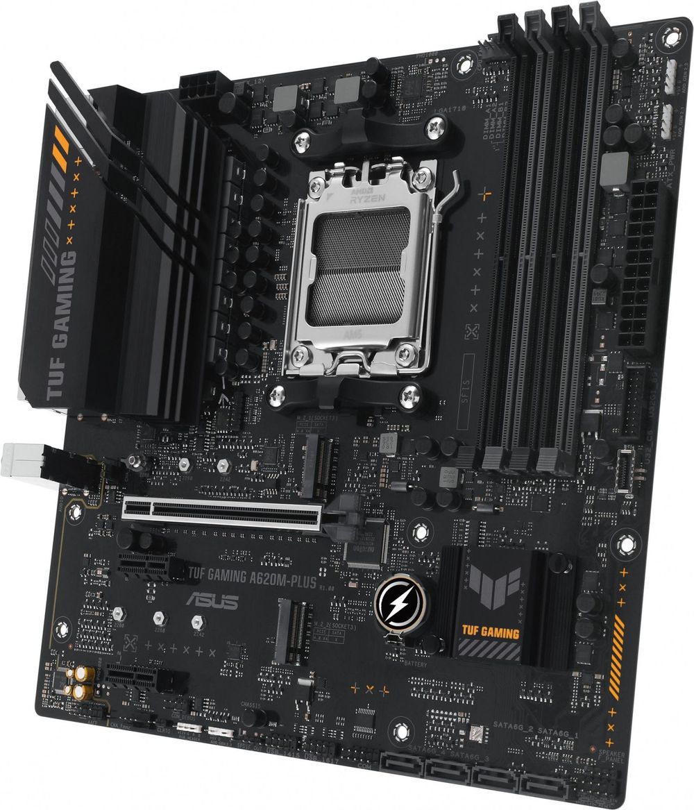 Материнская плата Asus TUF GAMING A620M-PLUS SocketAM5 AMD A620 4xDDR5 mATX AC`97 8ch(7.1) 2.5Gg RAID+HDMI+DP