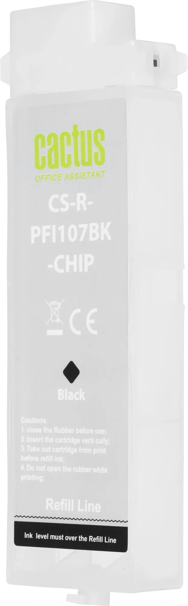 Картридж перезаправляемый струйный Cactus CS-R-PFI107BK-CHIP черный (260мл) для Canon imageProGRAF iPF670/680/685/770/780/785 с чипом