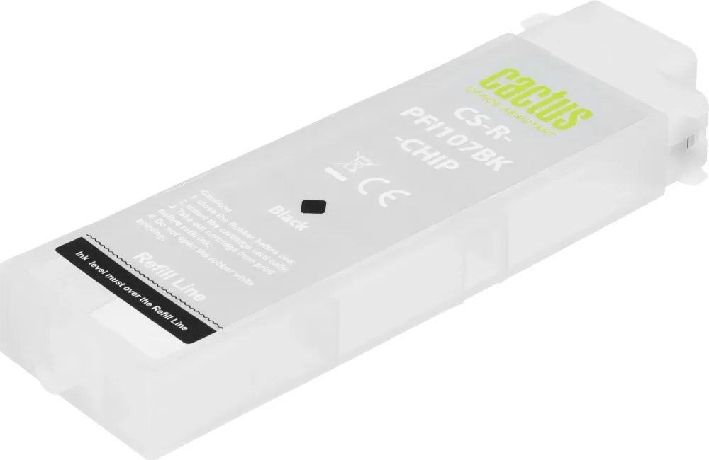 Картридж перезаправляемый струйный Cactus CS-R-PFI107BK-CHIP черный (260мл) для Canon imageProGRAF iPF670/680/685/770/780/785 с чипом