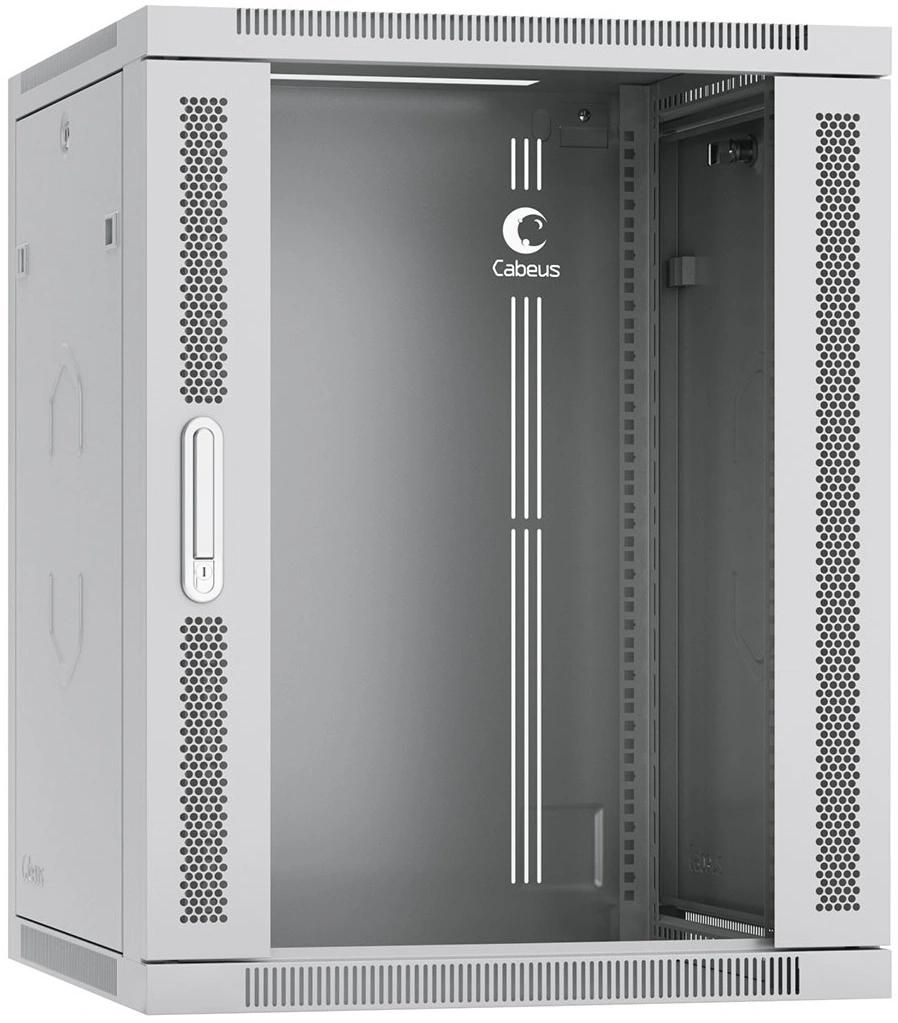 Cabeus SH-05F-15U60/60-R Шкаф телекоммуникационный настенный разобранный 19" 15U 600x600x769mm (ШхГхВ) дверь стекло, цвет серый (RAL 7035)