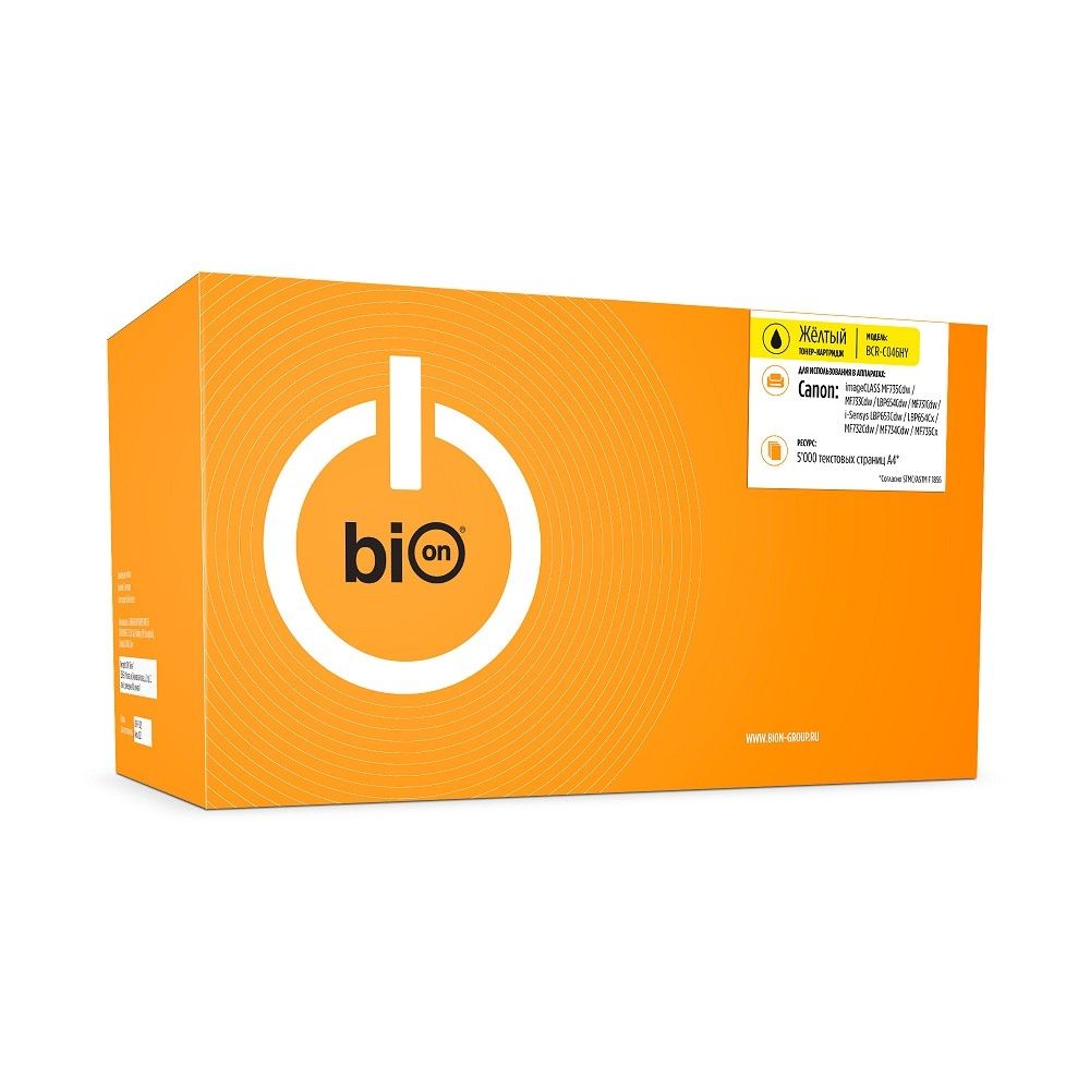 Bion BCR-C046HY Картридж для Canon{C046HY/ imageCLASS MF735Cdw/MF733Cdw/LBP654Cdw/MF731Cdw, i-Sensys LBP653Cdw/LBP654Cx/MF732Cdw/MF734Cdw/MF735Cx }(5000  стр.), Желтый, с чипом