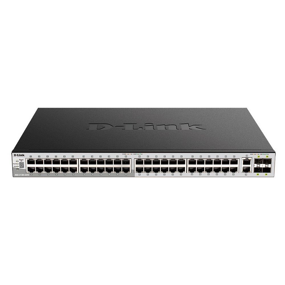 Коммутатор D-Link DGS-3130-54TS/B1A Управляемый L3 стекируемый коммутатор с 48 портами 10/100/1000Base-T, 2 портами 10GBase-T и 4 портами 10GBase-X SFP+