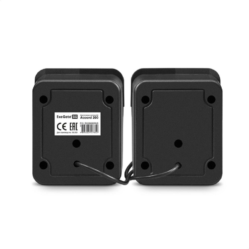 Exegate EX289685RUS Акустическая система 2.0 ExeGate Accord 200 (питание USB, 2х3Вт (6Вт RMS), 60-20000Гц,цвет черный, синяя подсветка)
