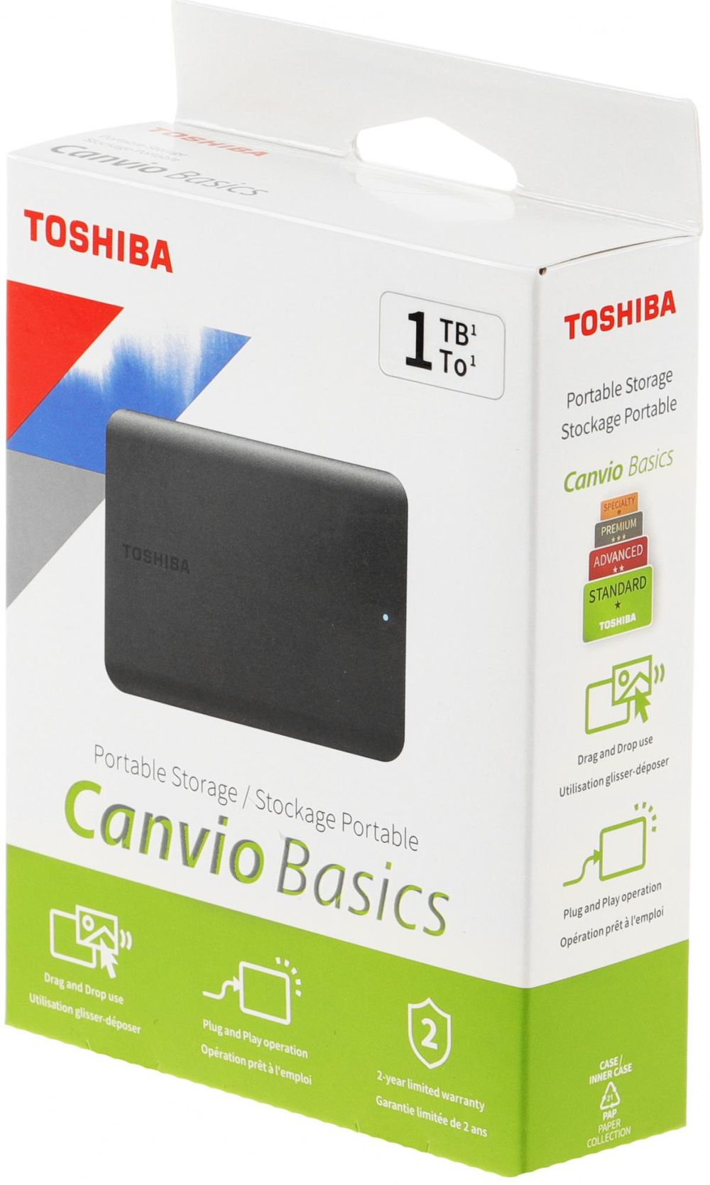 Жесткий диск внешний Toshiba CANVIO BASICS 1TB, 2.5", black (HDTB510EK3AA)