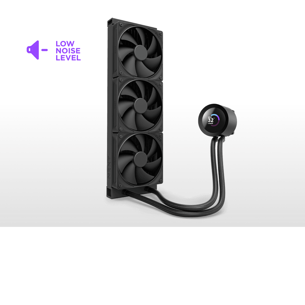 Система жидкостного охлаждения для ПК/ Water Cooling System NZXT Kraken Plus 360 V2 (260W, 360mm, LED temp., Black, Fans: 3x120mm, 73.47CFM, 30dBA, 2000RPM/ Pump height 55.97mm, 2800RPM, Rad thickness 27mm/ S: 1851, 1700, 1200, 115X, AM5, AM4)