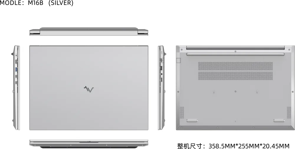 Ноутбук Maibenben M16B-R343UM Ryzen 3 4300U 8Gb SSD512Gb AMD Radeon 16" IPS FHD+ (1920x1200) Windows 11 Home silver WiFi BT Cam (M16B-R343UMB1SHSRE1)