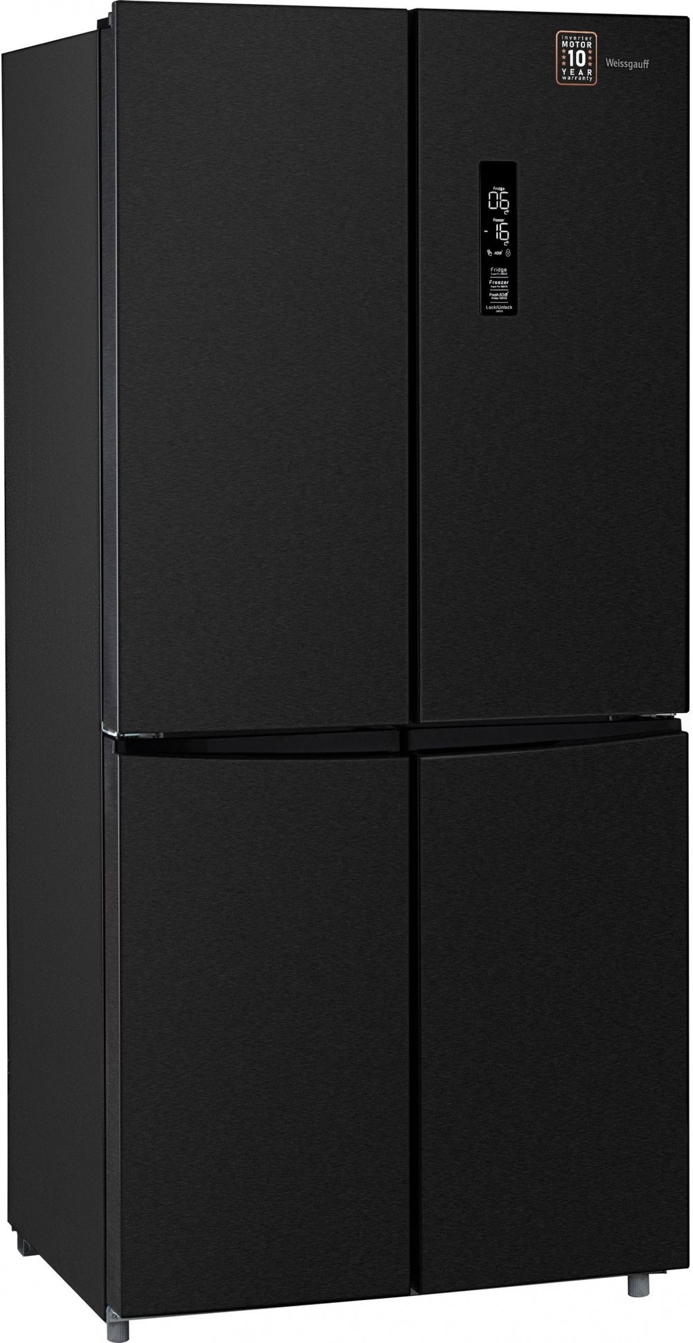 Холодильник Weissgauff WCD 450 BG NoFrost Inverter 2-хкамерн. черный инвертер