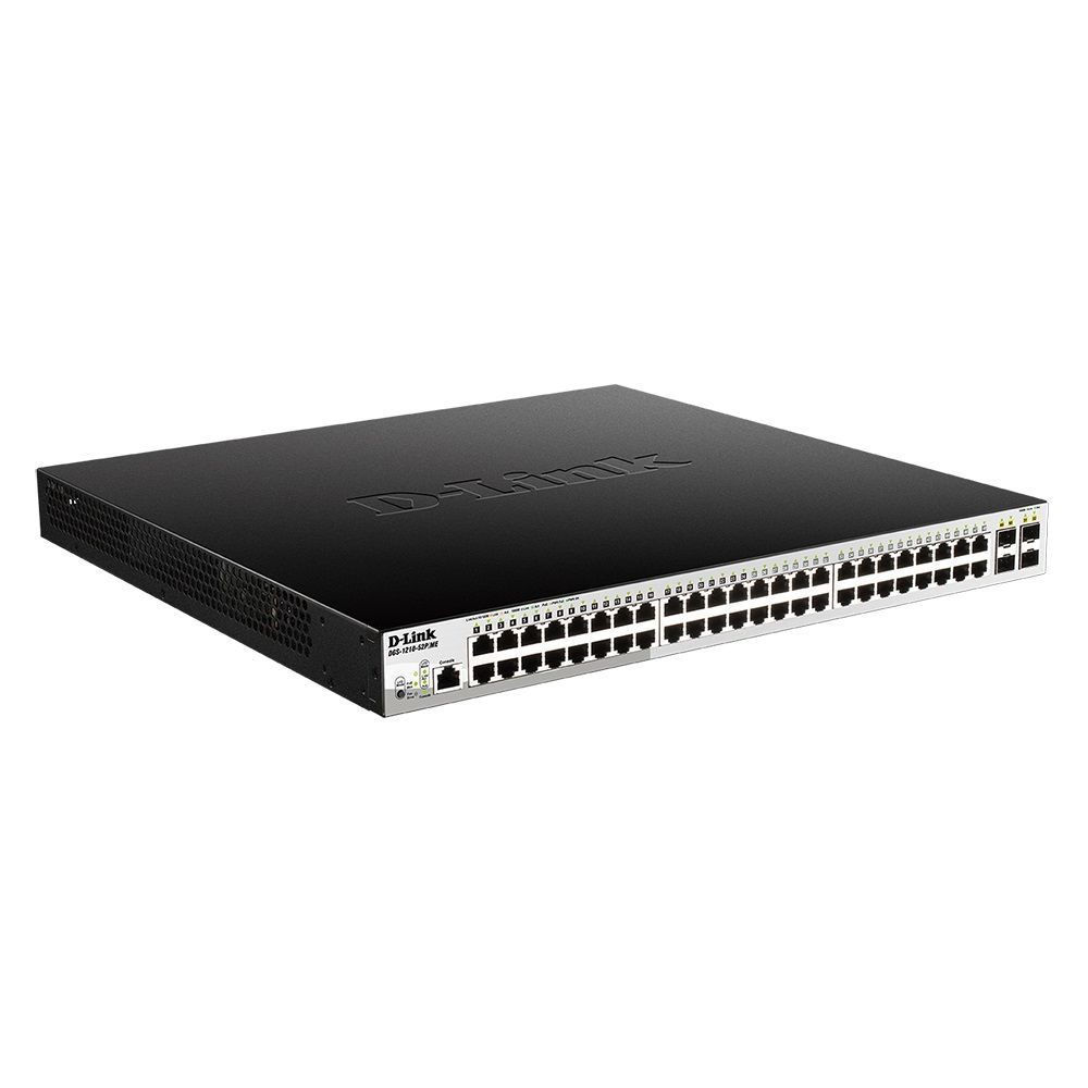 Коммутатор D-Link DGS-1210-52P/ME/B1A Управляемый коммутатор 2 уровня с 48 портами 10/100/1000Base-T и 4 портами 1000Base-X SFP (порты 1-8 с поддержкой PoE 802.3af/802.3at (30 Вт) {2} (429163)