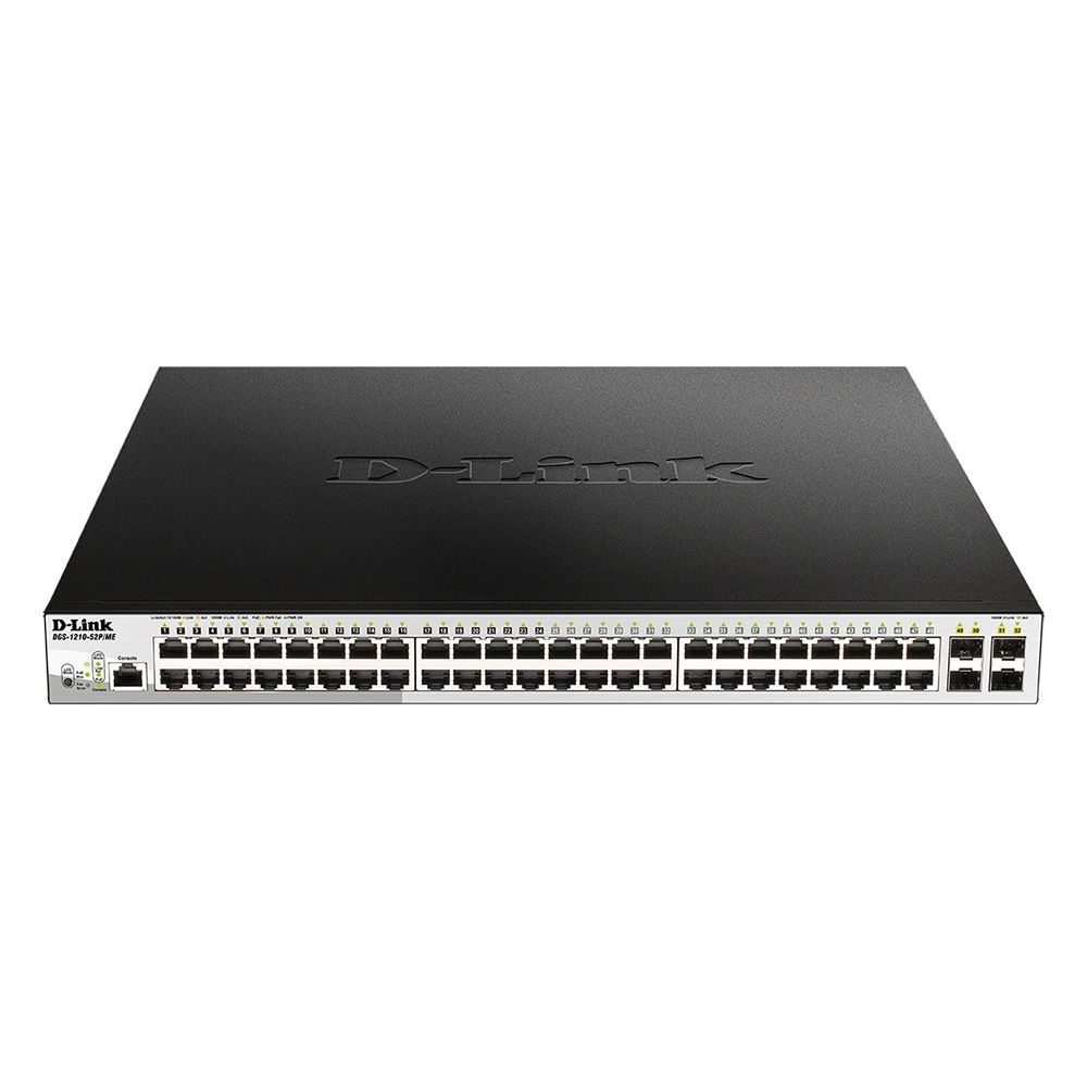 Коммутатор D-Link DGS-1210-52P/ME/B1A Управляемый коммутатор 2 уровня с 48 портами 10/100/1000Base-T и 4 портами 1000Base-X SFP (порты 1-8 с поддержкой PoE 802.3af/802.3at (30 Вт) {2} (429163)