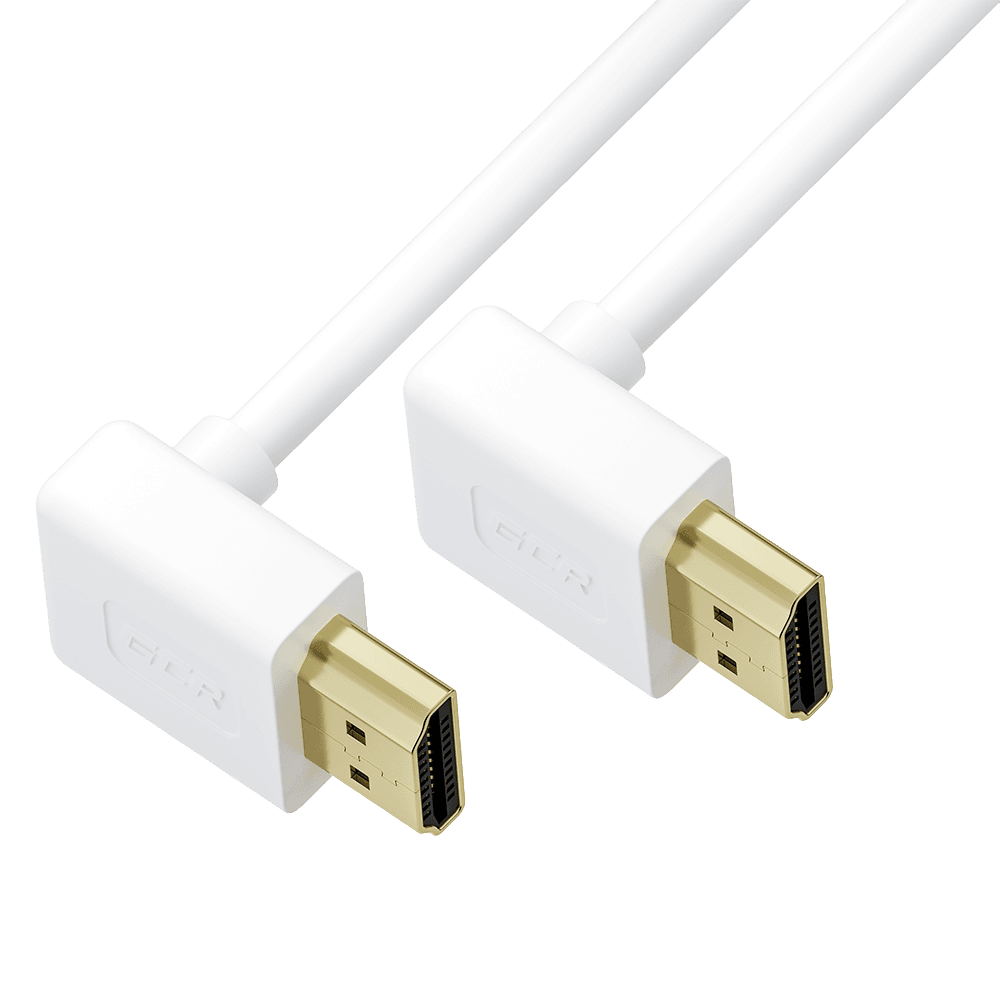 GCR PRO Кабель SLIM 1.5m HDMI 2.0, М верхний угол / М верхний угол, белый, медь, экран, HDR 4:4:4, Ultra HD, 4K 60 fps 60Hz, 3D, AUDIO, 18.0 Гбит/с