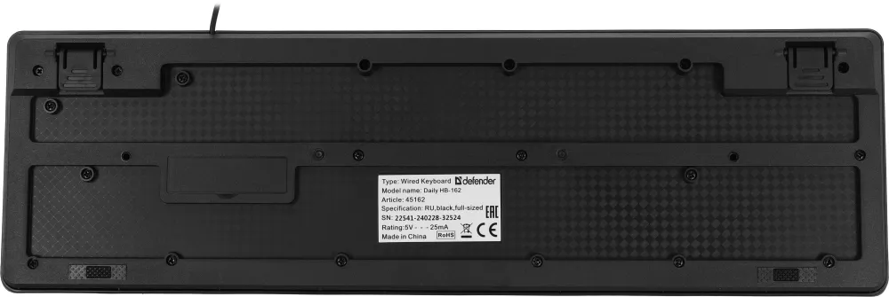 Клавиатура Defender Daily Hb-162 черный USB Multimedia (45162) кабель 1.8м