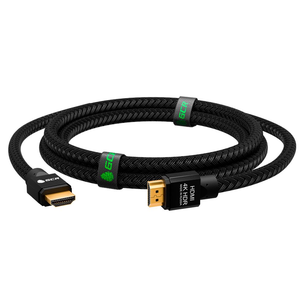 GCR PRO Кабель PROF 1.0m HDMI 2.0, черный в оплетке нейлон, AL корпус черный, медь, HDR 4:4:4, UHD 4K60Hz/5K30Hz, 3D, AUDIO, 18.0Гбит/с