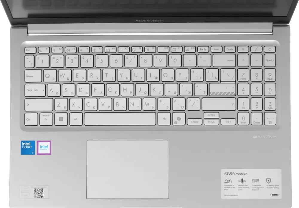 Ноутбук Asus Vivobook 15 X1504MA-BQ643 Core 3 310 16Gb SSD512Gb Intel Graphics 15.6" IPS FHD (1920x1080) без ОС silver WiFi BT Cam (90NB17I2-M01340)