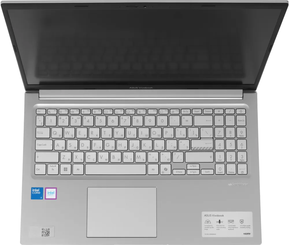 Ноутбук Asus Vivobook 15 X1504MA-BQ643 Core 3 310 16Gb SSD512Gb Intel Graphics 15.6" IPS FHD (1920x1080) без ОС silver WiFi BT Cam (90NB17I2-M01340)