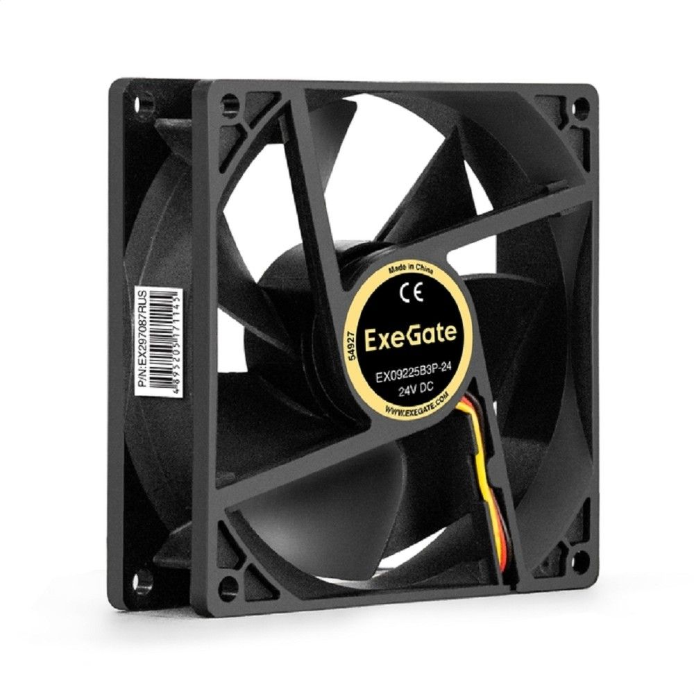 Exegate EX297087RUS Вентилятор 24В DC ExeGate EX09225B3P-24 (92x92x25 мм, 2-Ball (двойной шарикоподшипник), 3pin, 2750RMP, 35dBA)