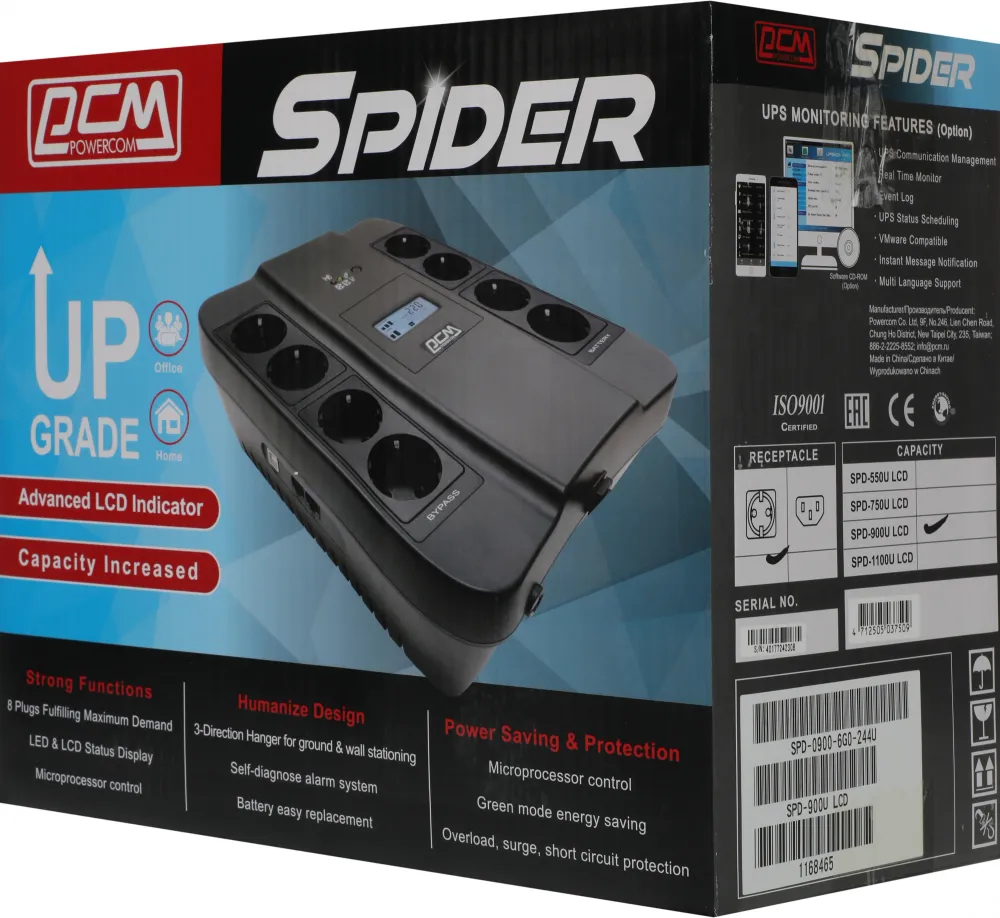 Источник бесперебойного питания Powercom Spider SPD-900U LCD 540Вт 900ВА черный