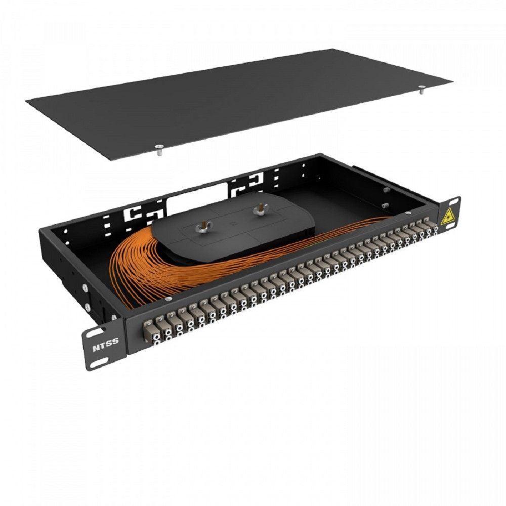 NTSS Кросс 19" NTSS PREMIUM, предсобранный 1U, 32 порта LC/UPC duplex, 62,5/125 мкм, (сплошная панель, розетки, сплайс 2шт, КДЗС, пигтейлы), черный, RAL9005 NTSS-RFOB-PM-1U-32-2LC/U-62.5-SP1.5G0A-BL
