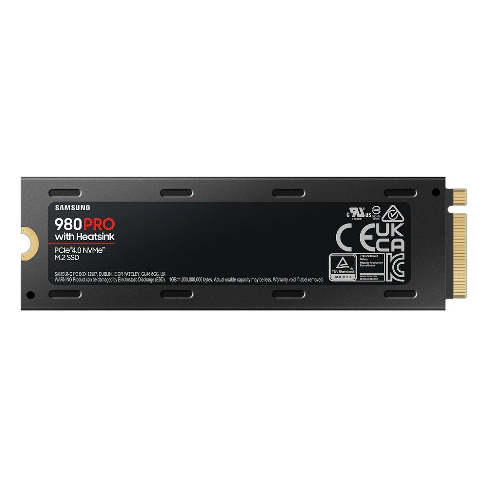 Твердотельный накопитель SSD Samsung 980 PRO Black M.2 2280 MZ-V8P2T0 2TB Client SSD PCIe Gen4x4 with NVMe, 7000/5100, IOPS 1000/1000K, MTBF 1.5M, 3D NAND TLC, 2048MB, 1200TBW, 0,33DWPD, Heat Sink, RTL (837690)