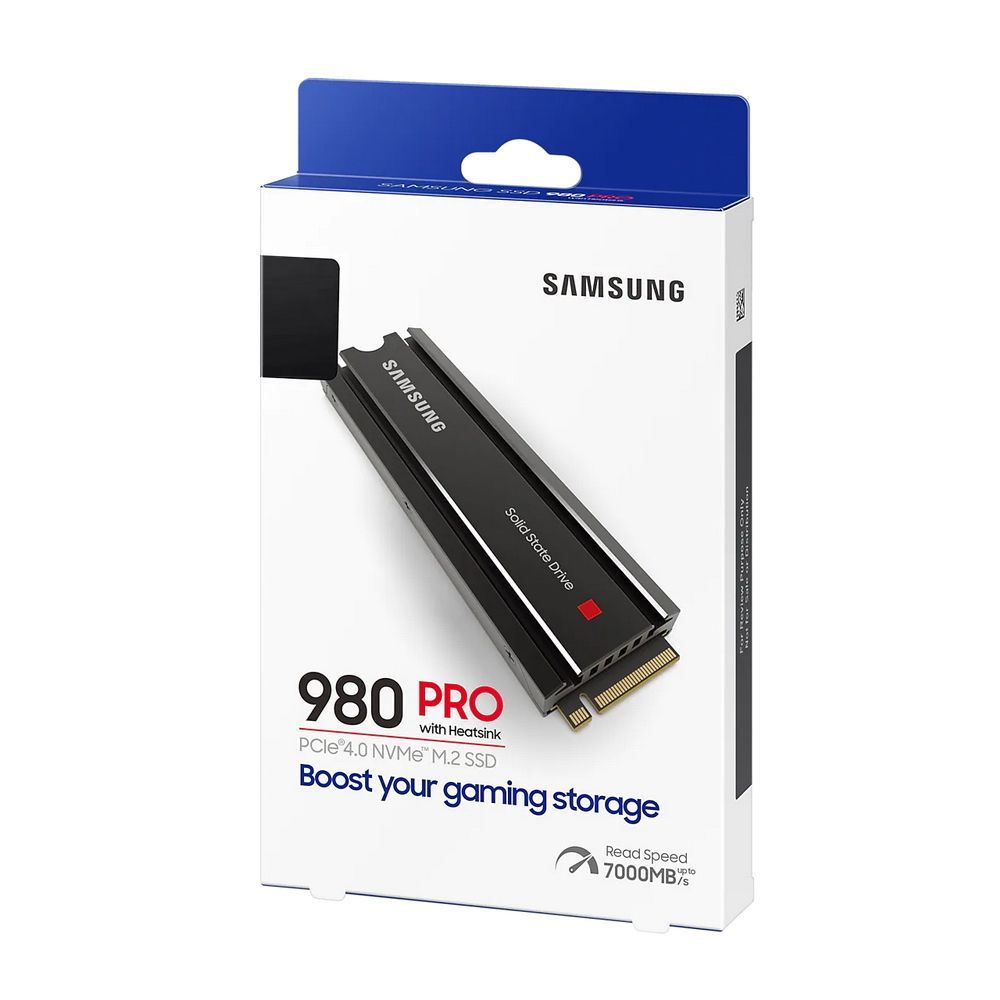 Твердотельный накопитель SSD Samsung 980 PRO Black M.2 2280 MZ-V8P2T0 2TB Client SSD PCIe Gen4x4 with NVMe, 7000/5100, IOPS 1000/1000K, MTBF 1.5M, 3D NAND TLC, 2048MB, 1200TBW, 0,33DWPD, Heat Sink, RTL (837690)