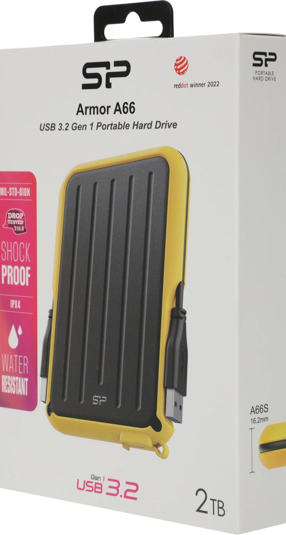 Silicon Power Portable HDD 2TB Armor A66 USB 3.2, желтый, черный
