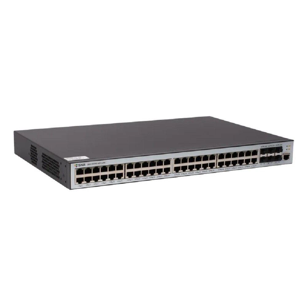 SNR SNR-S5310G-48TX-UPS Управляемый коммутатор уровня 2+, 48 портов 10/100/1000Base-T, 6 портов 1/10G SFP+, встроенный БП ~220V AC, разъем для АКБ 12V с возможностью заряда