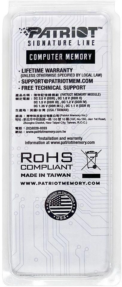 Память DDR5 16GB 4800MHz Patriot PSD516G480081S RTL PC5-38400 CL40 SO-DIMM 262-pin 1.1В dual rank Ret