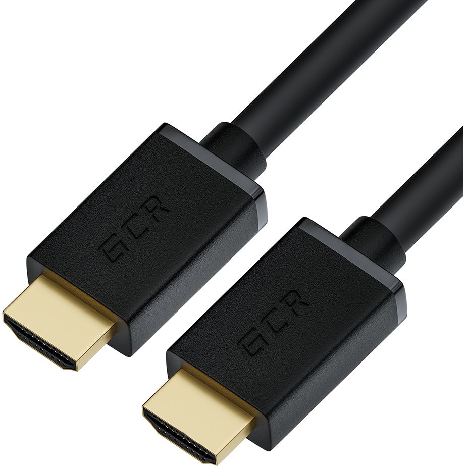GCR Кабель 0.3m HDMI Ultra HD 4K 60Hz, Full HD, 3D, черный, 24K GOLD, 30/30 AWG, 2 Х экран