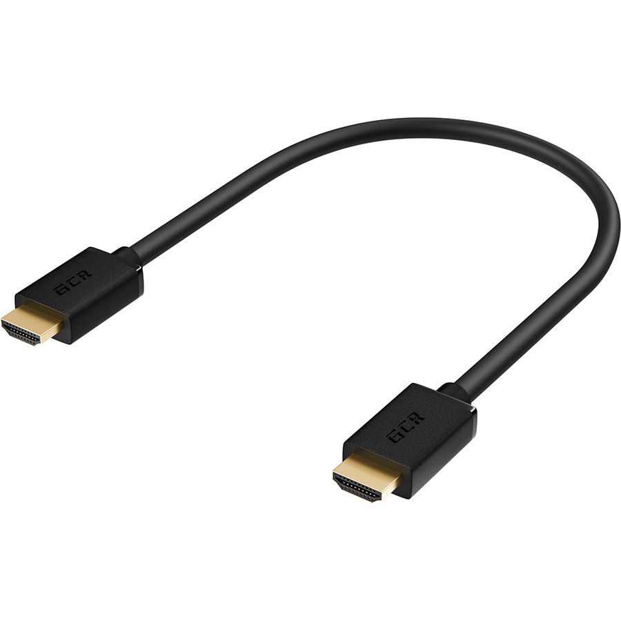 GCR Кабель 0.3m HDMI Ultra HD 4K 60Hz, Full HD, 3D, черный, 24K GOLD, 30/30 AWG, 2 Х экран