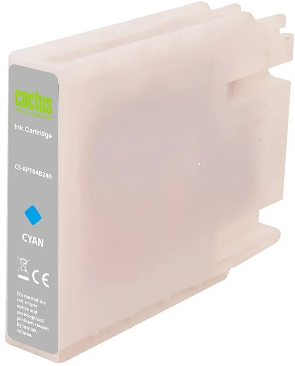 Картридж струйный Cactus CS-EPT04B240 T04B2 голуб.пигм. (54мл) для Epson WorkForce Pro WF-C8190, WF-C8690 с чипом
