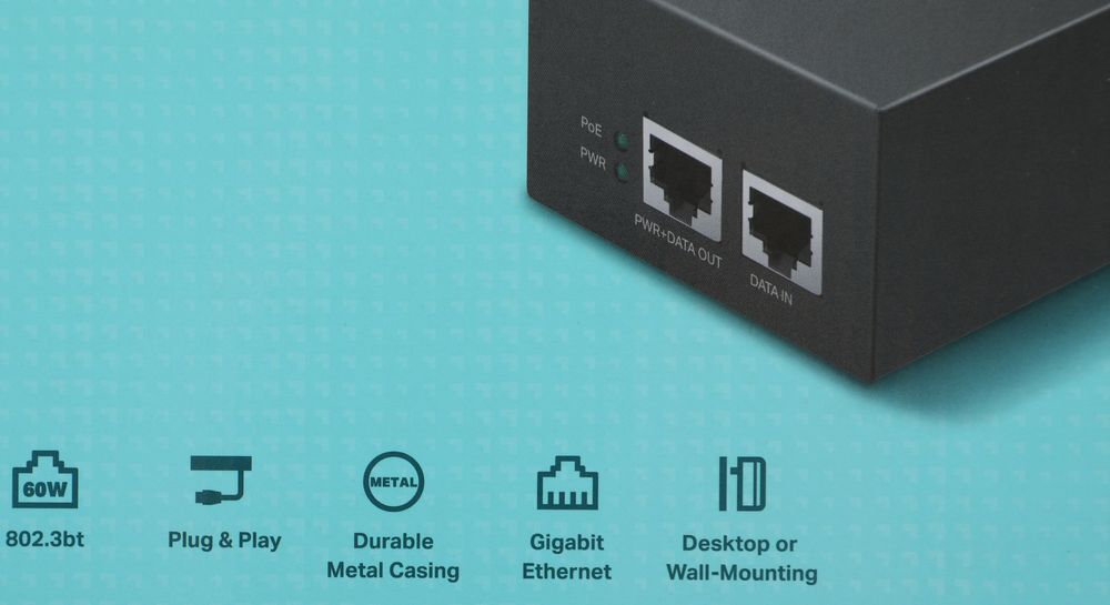 Инжектор PoE TP-Link POE170S 10/100/1000BASE-T 100-240В(АС)