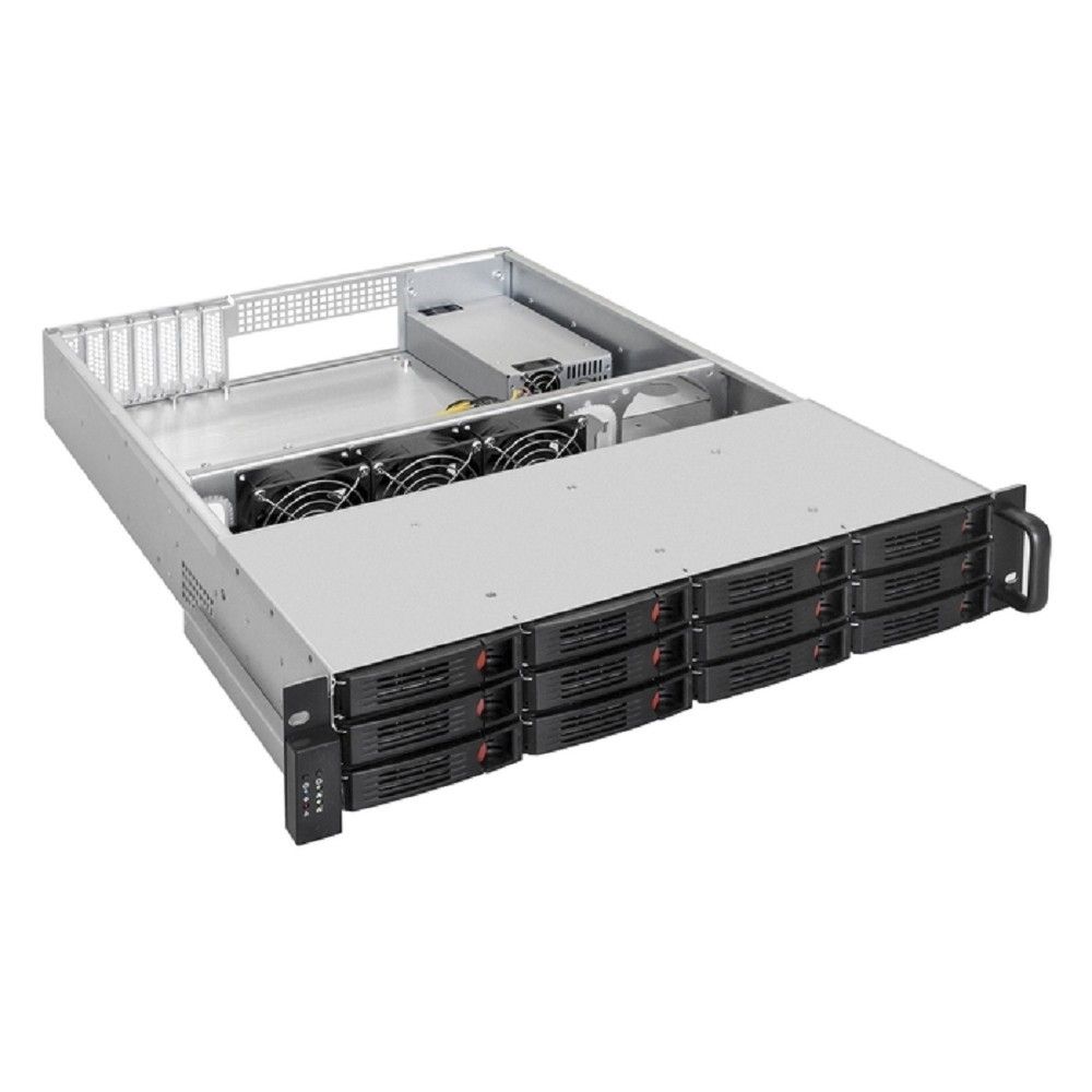Exegate EX293402RUS Серверный корпус ExeGate Pro 2U660-HS12 <RM 19", высота 2U, глубина 660, БП 1U-1200ADS, 12xHotSwap>