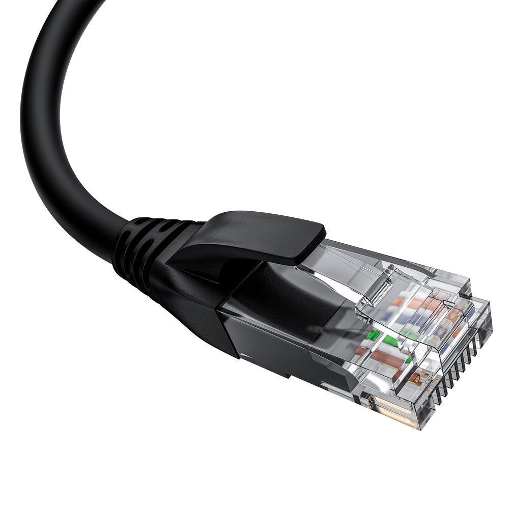 GCR Патч-корд 3.0m UTP кат.5e, черный, правый угол, литой, ethernet high speed, RJ45, T568B