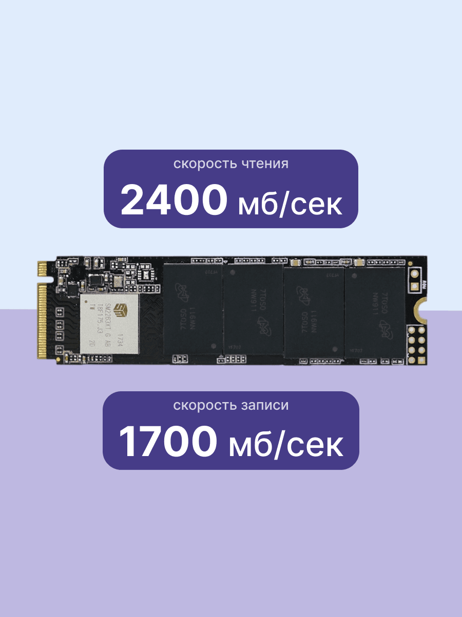 Твердотельный накопитель/ Kingspec SSD NE-512 2280, 512GB, M.2(22x80mm), NVMe, PCIe 3.0 x4, R/W 2400/1700MB/s, IOPs н.д./н.д., TBW 400, DWPD 0.69 (3 года)