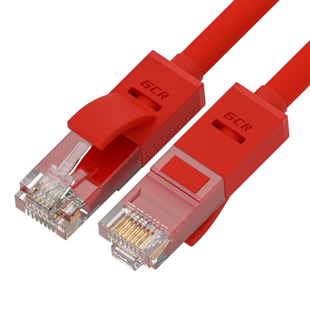 GCR Патч-корд прямой 3.0m UTP кат.5e, красный, 24 AWG, литой, ethernet high speed 1 Гбит/с, RJ45, T568B