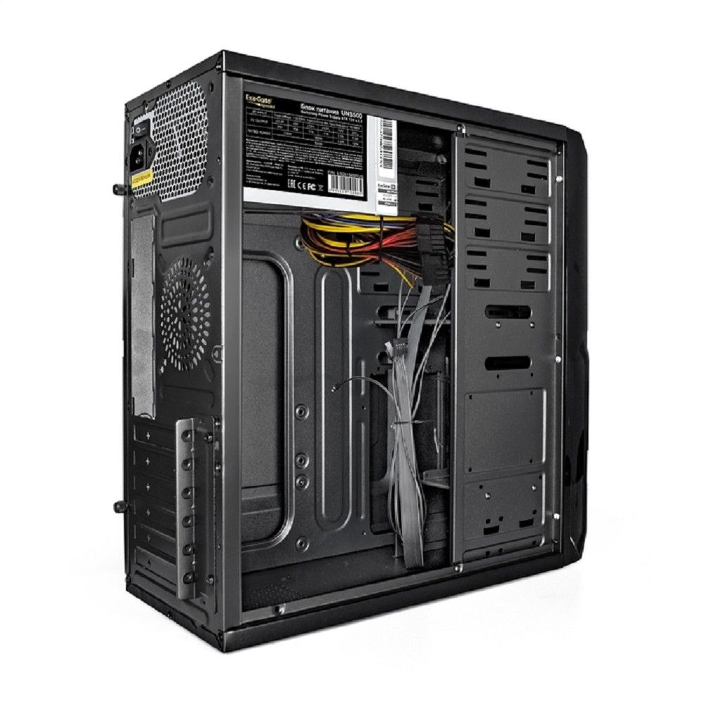 Exegate EX299348RUS Корпус Miditower ExeGate XP-329S-UNS500 (ATX, БП UNS500 с вент. 12см, 2*USB, аудио, черный)