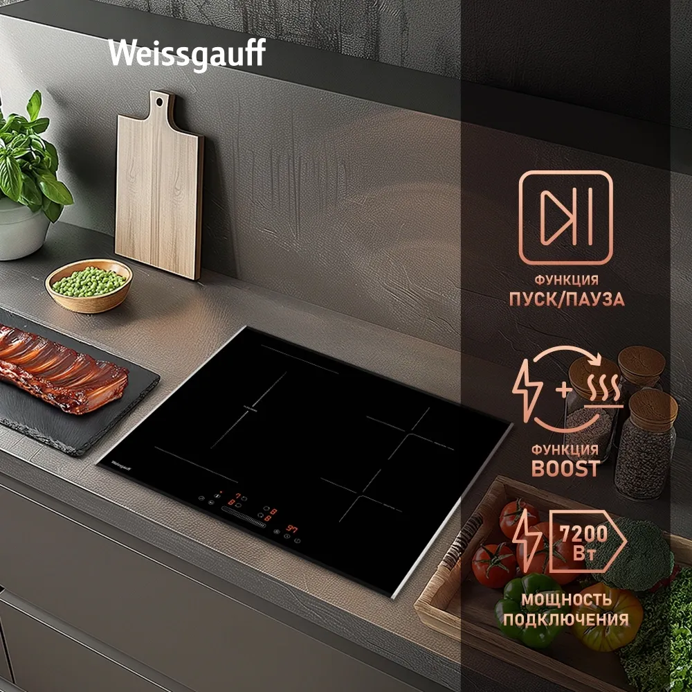 Индукционная варочная поверхность Weissgauff HI 643 Bfzg черный